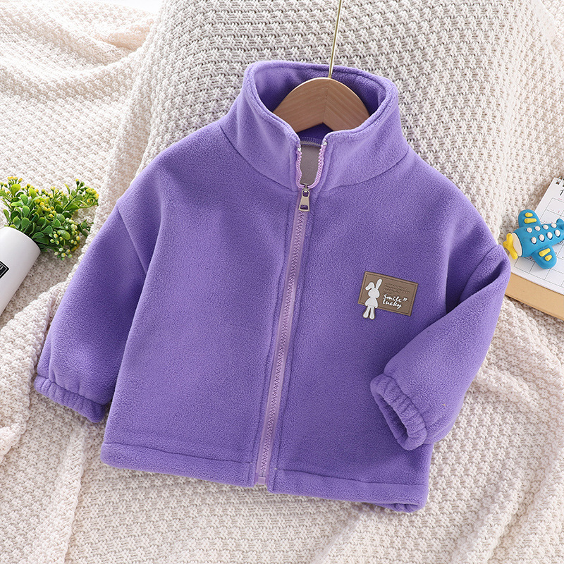 Girls Thickened Fleece Coat 2024 New Children's Spring and Autumn Western Style Autumn Korean Baby Fleece Top