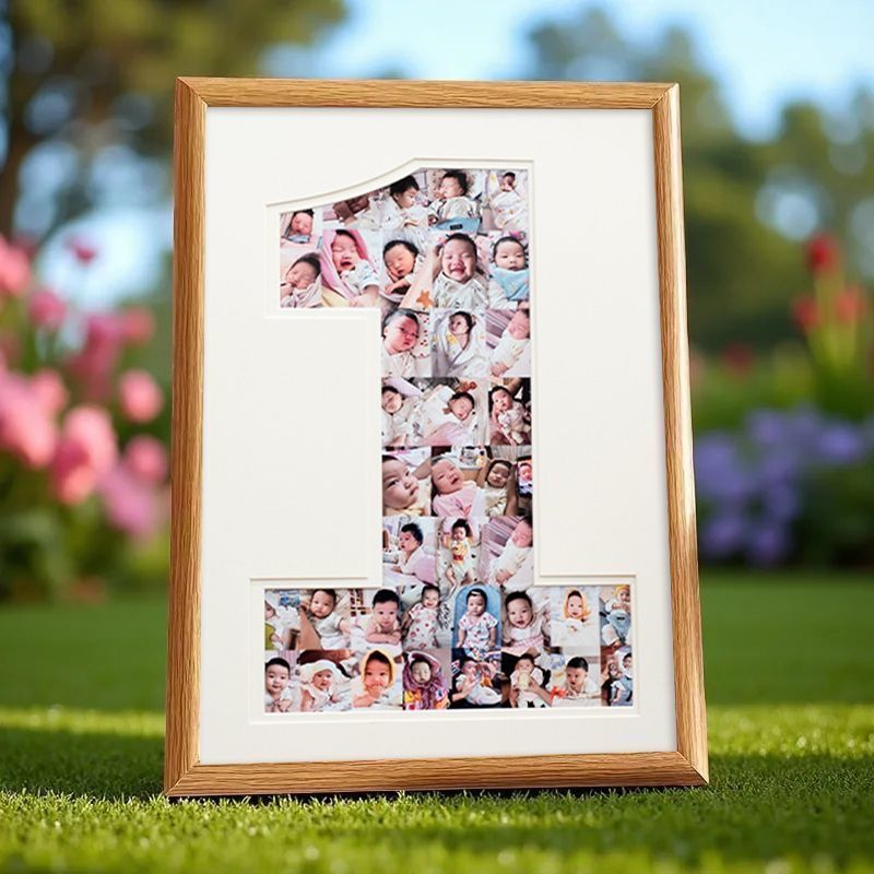 Baby's One-Year-Old Photo Commemorative DIY Photo Frame Photo One-Year-Old Growth Commemorative Photo Album Kidsren's Birthday Gift Table