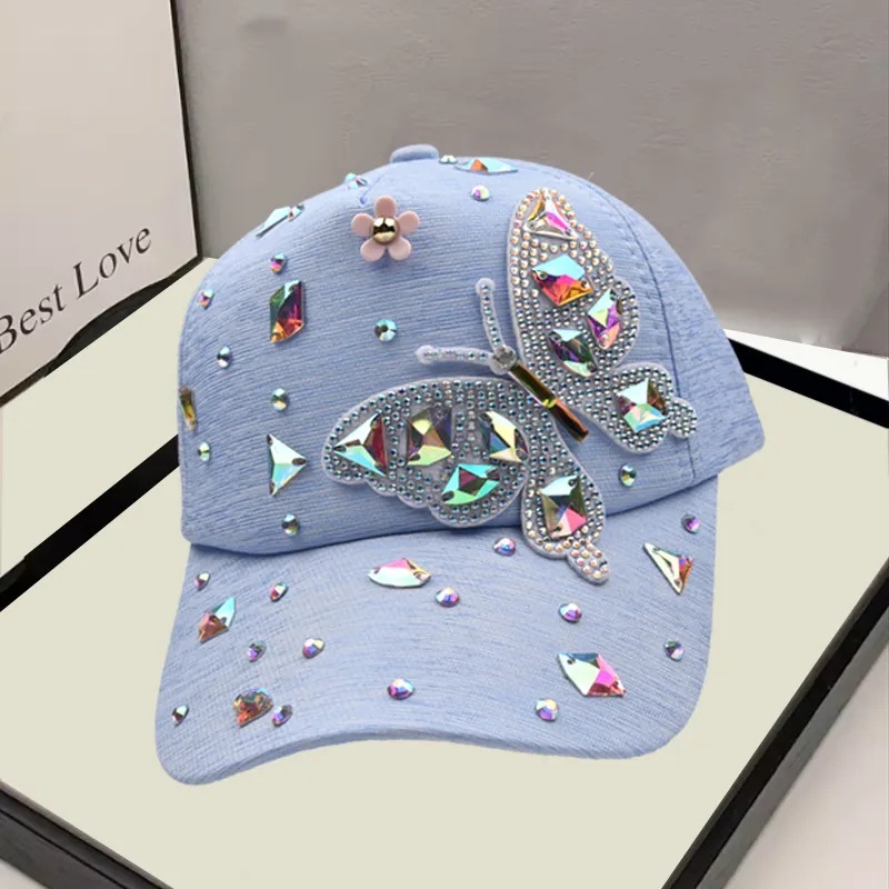 Women's Simple Style Classic Style Color Block Rhinestone Curved Eaves Baseball Cap display picture 5