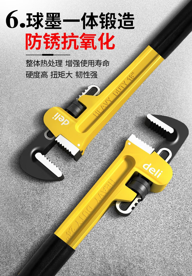 得力管子钳活动扳手家用水管多功能管丝钳大号管钳子万能喉钳管钳-阿里巴巴