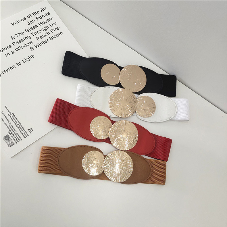 140g Weight Banquet Occasion Alloy Material Round Pattern Women's Loose Belt Metal Round Buckle Belt Wholesale