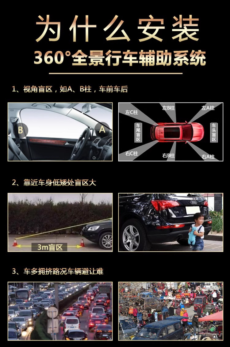 360 panoramic image system blind area right starlight night vision car camera 360 degree panoramic camera