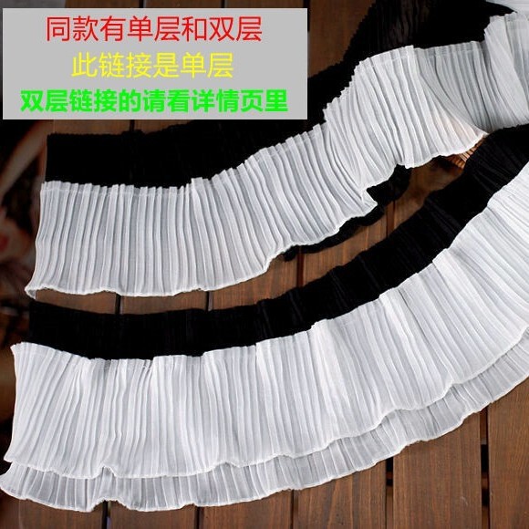 1m Soft Chiffon Pleated Lace Accordion Pleat Lace DIY Handmade Skirt Hem Sleeves Clothing Decoration