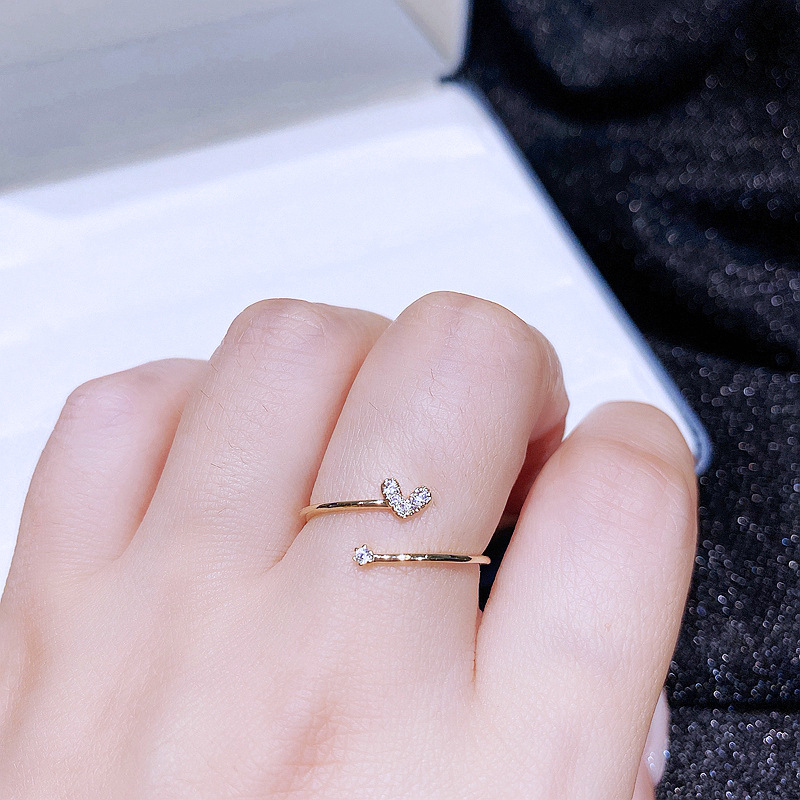 Fashion Heart shape Butterfly Bow Knot Copper Inlaid zircon Ring