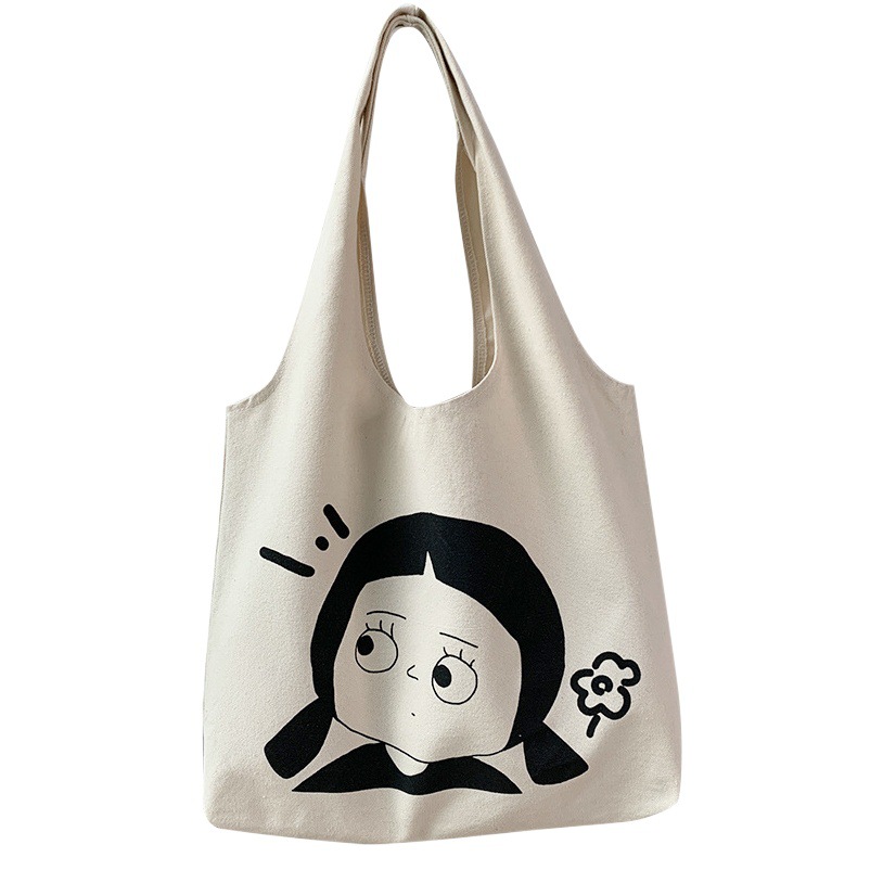 Estilo coreano de gran capacidad estilo perezoso ins bolsa de hombro Portátil Bolsa de compras simple artístico Lindo bolso de lona mochila para mujeres