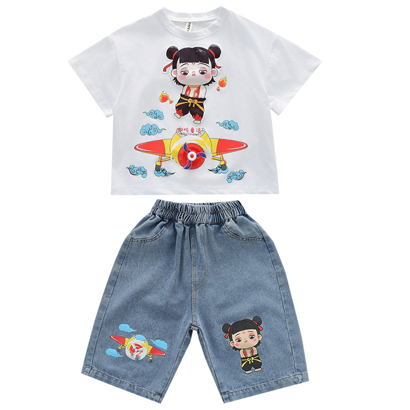 7855 ropa traje de verano para niños 2025 nueva ropa de dibujos animados ropa de verano para bebés pantalones cortos de manga corta para niños casuales