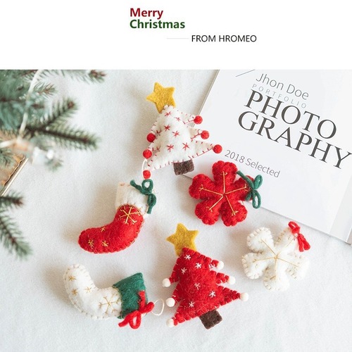 Cross-border Christmas tree decoration, fabric wool felt DIY Christmas ornaments holiday market gingerbread man socks gift decorations
