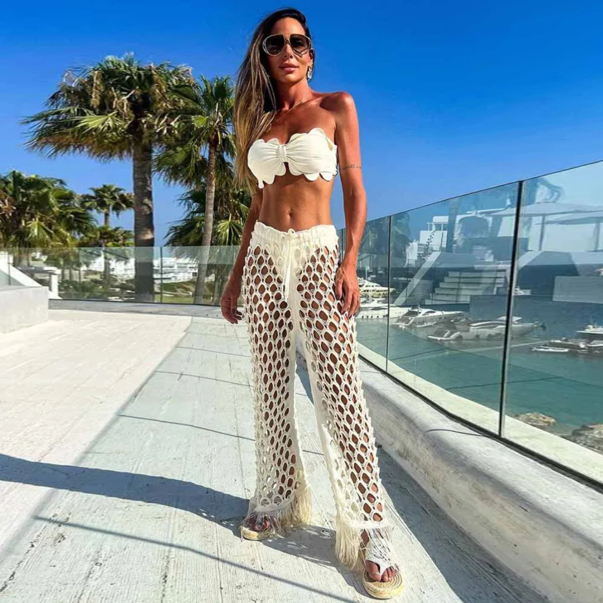 357g Weight Sleeveless Sleeve Length Polyester Fabric Type Pants Sets Sets Type 3 Pieces Set Quantity Women's Simple Style Classic Style Solid Color 3 Pieces Set Bikinis Swimwear