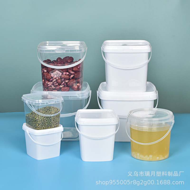 食品级pp塑料桶透明密封圆形手提收纳桶奶茶通玩具零食小吃包装桶