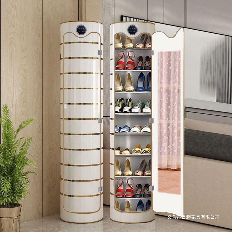 360-Degree Rotating Shoe Cabinet Cylindrical Deodorizing Multi-Layer Shoe Rack Large Capacity Household Storage Cabinet Intelligent Sterilization and Disinfection