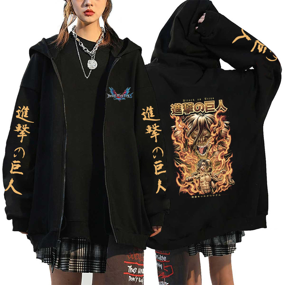 Anime Attack On Titan Men Women Zip Hoodies Yeager Eren