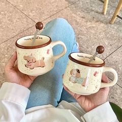 高颜值ins风马克杯可爱小狗咖啡杯子家用陶瓷水杯送女生生日礼物