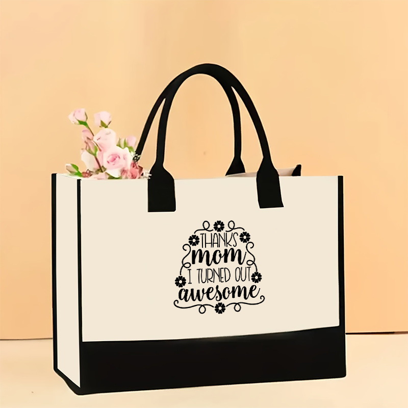 Bolso de hombro de lona de venta caliente transfronterizo Bolso Tote impreso de gran capacidad Bolso de compra portátil ligero de moda para mujer