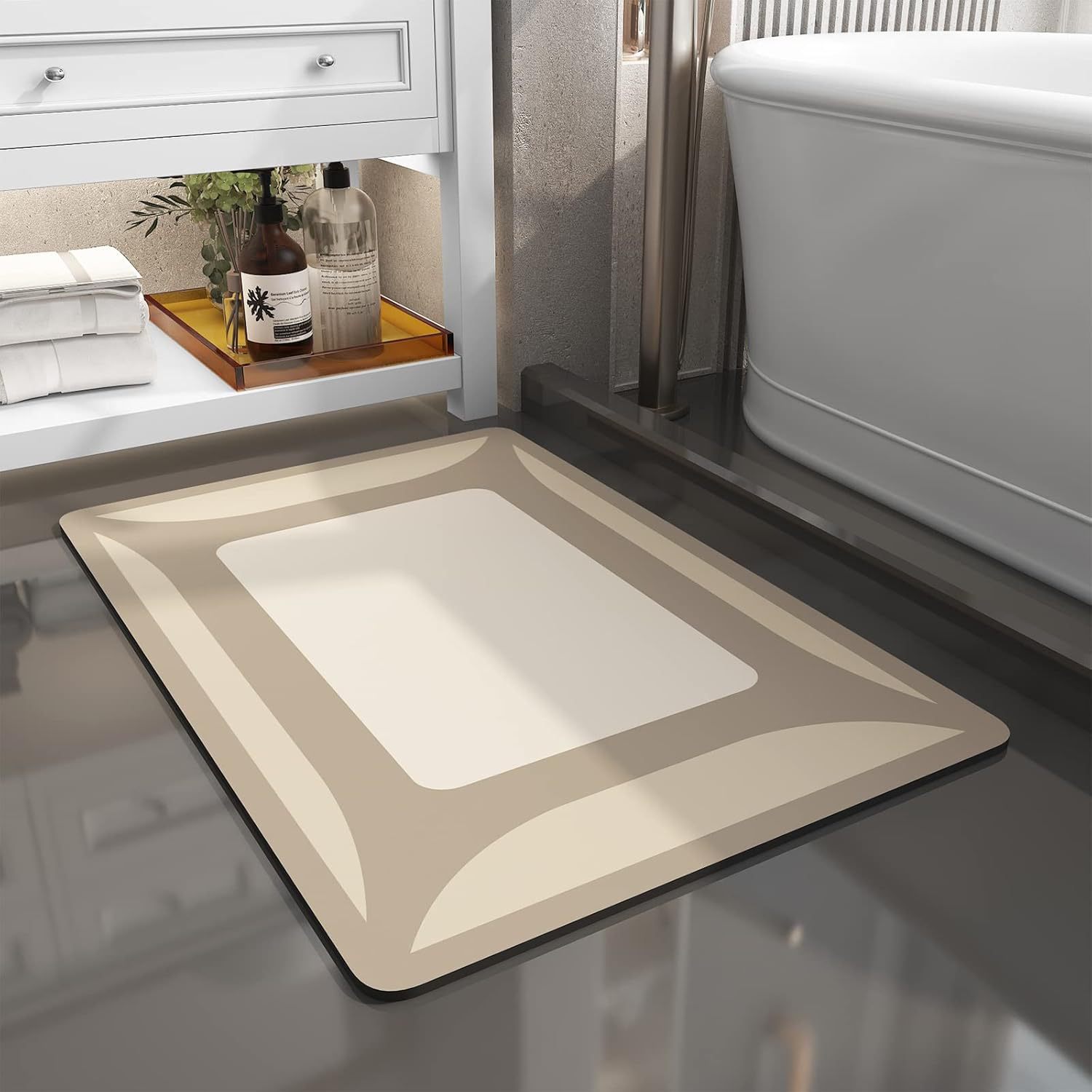 Minimalist Geometric Diatomite Bath Mat For Shower And Bathtub_voghion.com