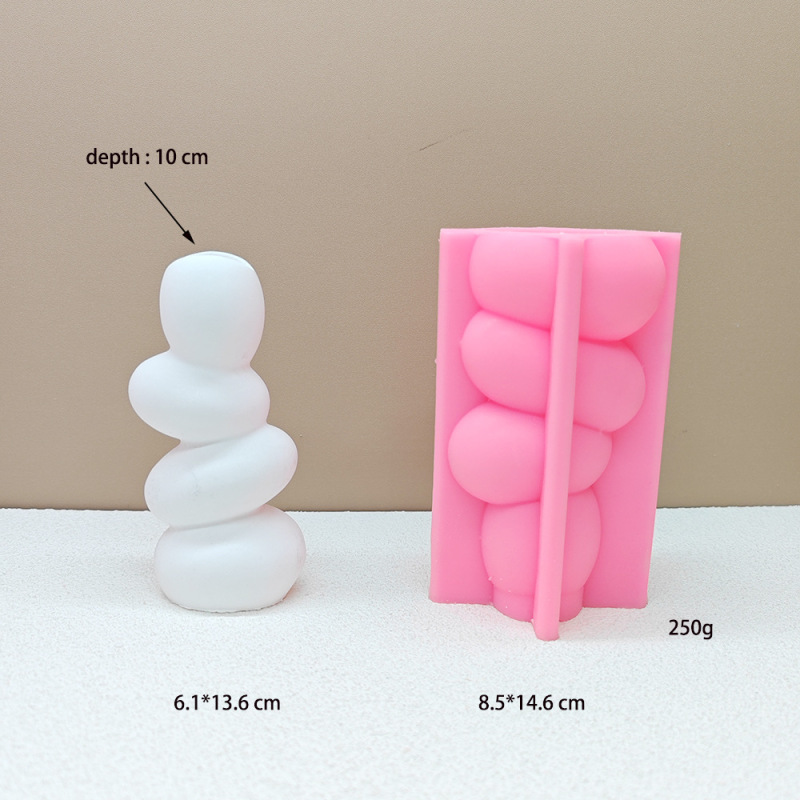 Ins風シンプル異形玉石創意花瓶シリコン金型、円を重ねたドライフラワー生け花花瓶金型|undefined