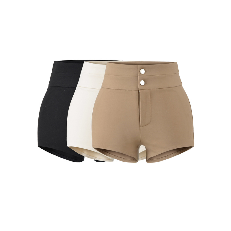 High-Waisted Slimming Shorts with Built-In Hip Pads for Women, Supermodel Style, Figure-Flattering, Tight-Fitting, Butt-Hugging, Ultra-Short Shorts for Autumn and Winter