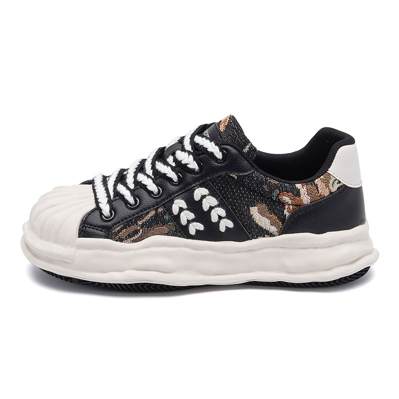 Zapatillas blancas de mujer Augusden 2026, nuevas con puntera de concha y diseño de pintura al óleo, zapatos de plataforma de primavera con suela gruesa y diseño soluble.