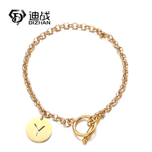European and American trendy exquisite Baita personalized stainless steel letter coin pendant keel chain OT buckle elegant bracelet