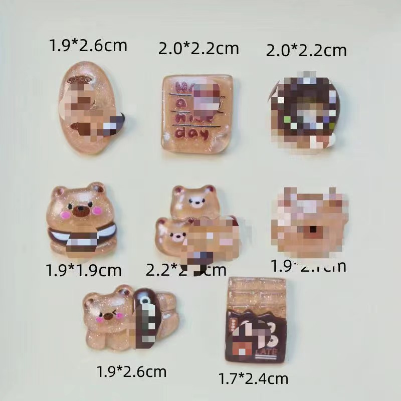 Marrón hielo transparente lindo oso galleta resina accesorios Oso de café DIY crema pegamento teléfono caso horquilla material al por mayor