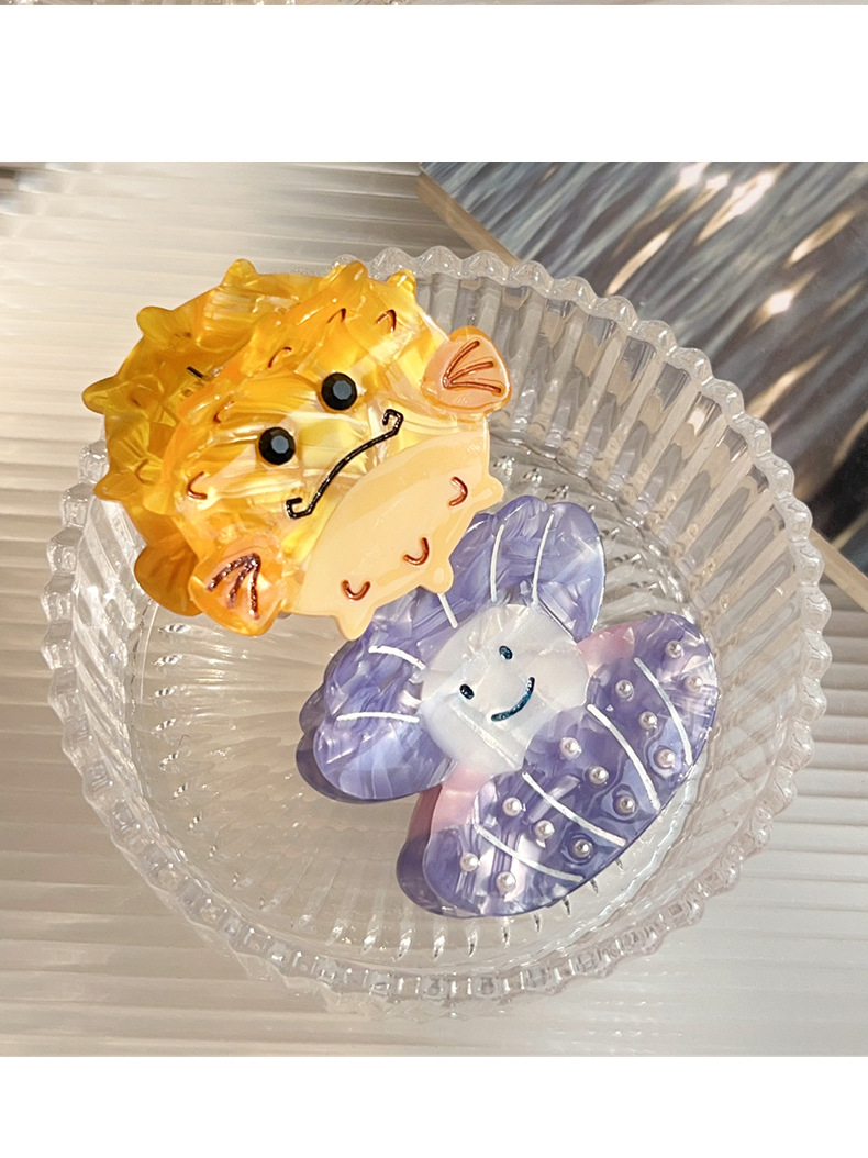 Hair Claws Hair Accessories Type Cute Women's Animal Puffer Fish Black Fox Acetic Acid Sheets Hair Claws
