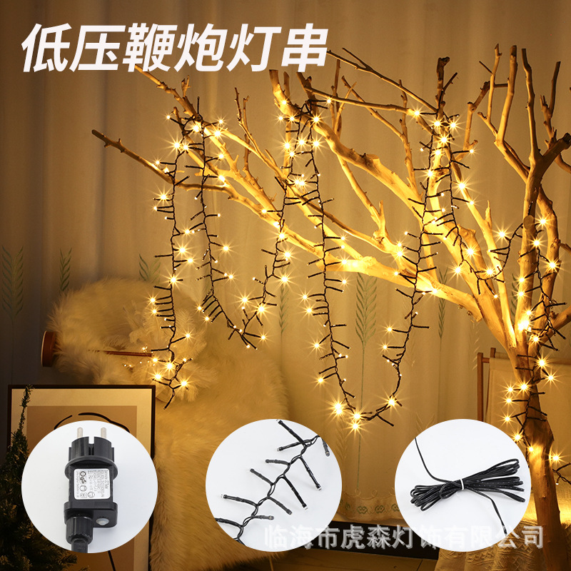 Luces de petardo de bajo voltaje para exteriores, luces de colores impermeables, guirnaldas de luces, guirnaldas de luces decorativas para ambiente navideño, luces LED de cielo estrellado