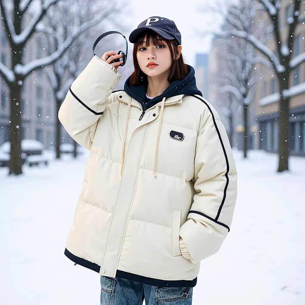 男装秋冬季新款男士假两件棉服男女同款潮牌保暖棉衣外套休闲棉袄