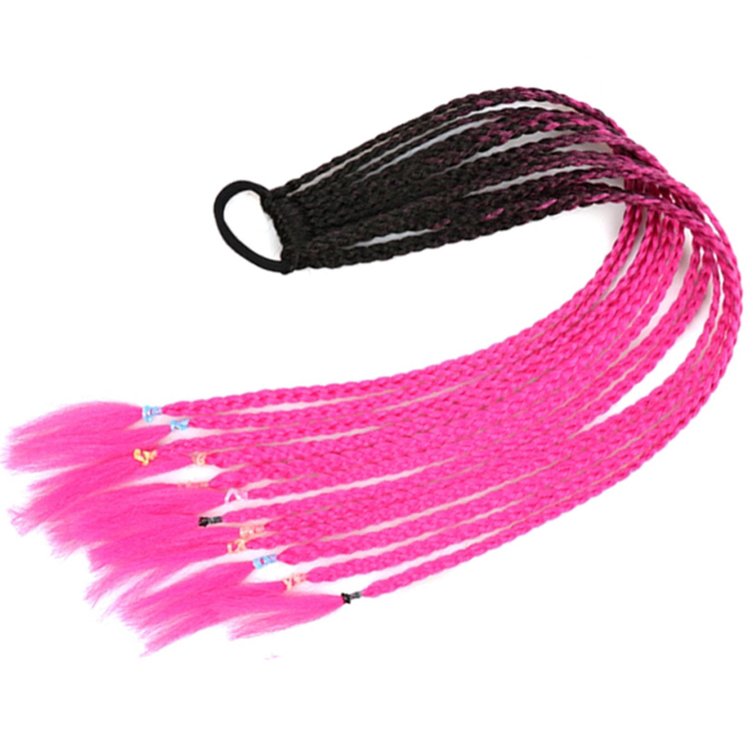 Trenzas de color de tres hebras de cola de caballo de tela de alta temperatura de seda sucia trenzas de cabello tipo peluca