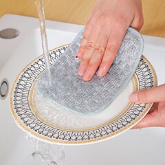 シルバーシルクシルクバブル食器洗い布シルバーシルク綿食器洗いタオル家庭用キッチン食器洗いスチールウール両面クリーニングと厚み