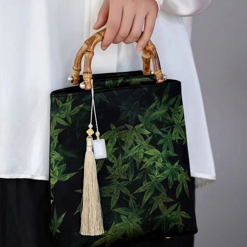 Handbag Xiangyun Yarn Bamboo Cheongsam Handbag New Chinese Style Ancient Chinese Style Hanfu National Style Women's Bag Skirt Handbag Handbag Xiangyun Yarn Bamboo Cheongsam Handbag New Chinese Style Ancient Chinese Style Hanfu National Style Women's Bag Skirt Handbag