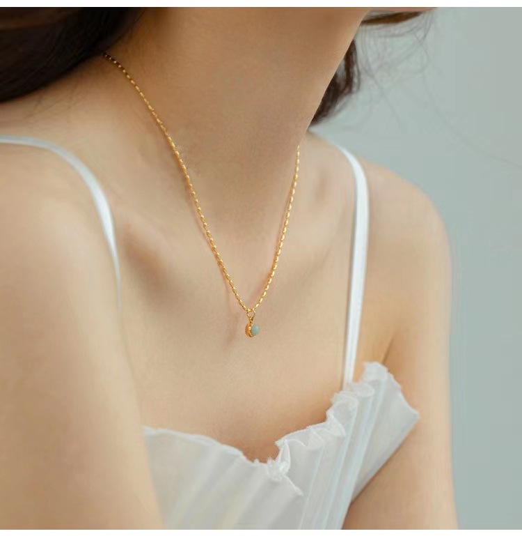 Cute Round Dots Titanium Steel Plating Zircon Pendant Necklace 1 Piece