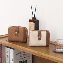 普瑞蒂 韩版新款时尚个性拼接撞色pu高级感拉链搭扣短款女士钱包