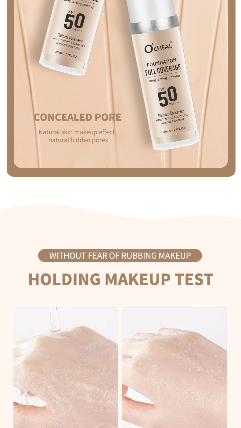 OCHEAL Warm Concealer Langanhaltend feuchtigkeitsspendende, wasserfeste, schweißresistente, Make-up-erwärmende und hautaufhellende Flüssigkeit_voghion.com