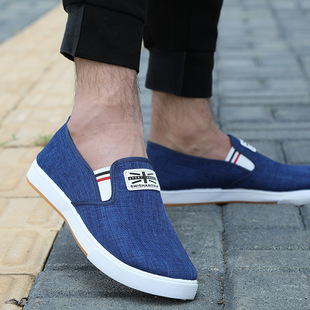 Old Beijing Cloth Shoes Men's Beef Sole Cloth Shoes Low-top Denim Shoes Flat Heel Slip-on Breathable Casual Shoes