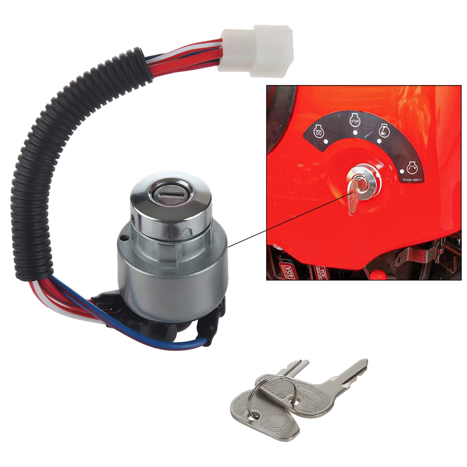 Tc020-31820 Kubota Tractor Start Ignition Switch Tc020-31822 Start Ignition Lock