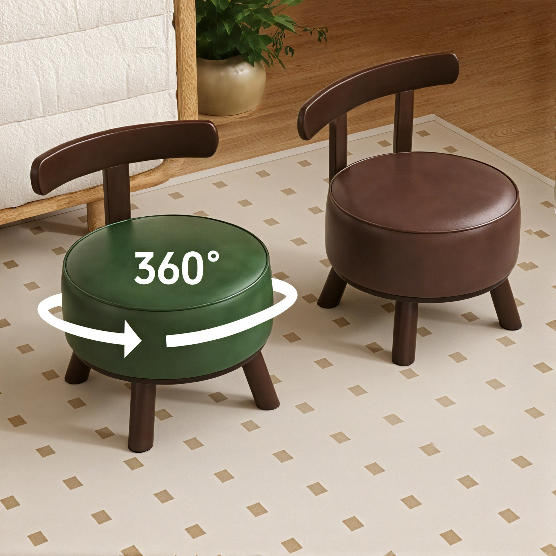 Taburete giratorio de madera maciza, silla pequeña para el hogar, sala de estar, mesa de centro simple, banco, taburete de cambio de zapatos en la puerta, taburete de sofá, taburete bajo