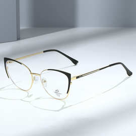 金属猫眼商务大框近视眼镜框架 双色个性时尚男女同款防蓝光眼镜
