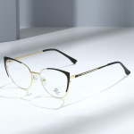 金属猫眼商务大框近视眼镜框架 双色个性时尚男女同款防蓝光眼镜