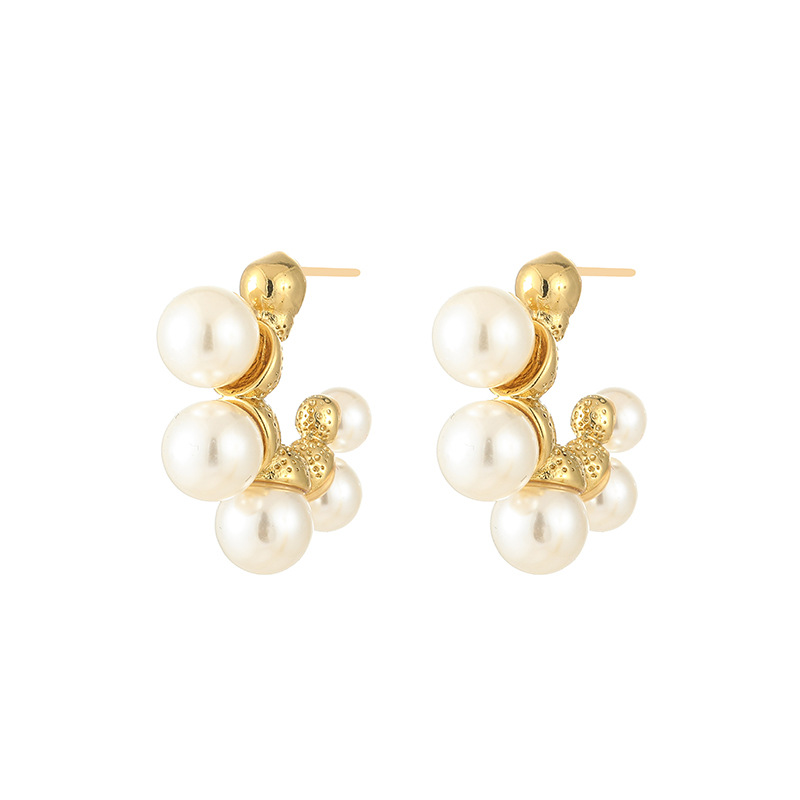1 Pair Vacation Classic Style Solid Color Inlay Titanium Steel Pearl Ear Studs display picture 9