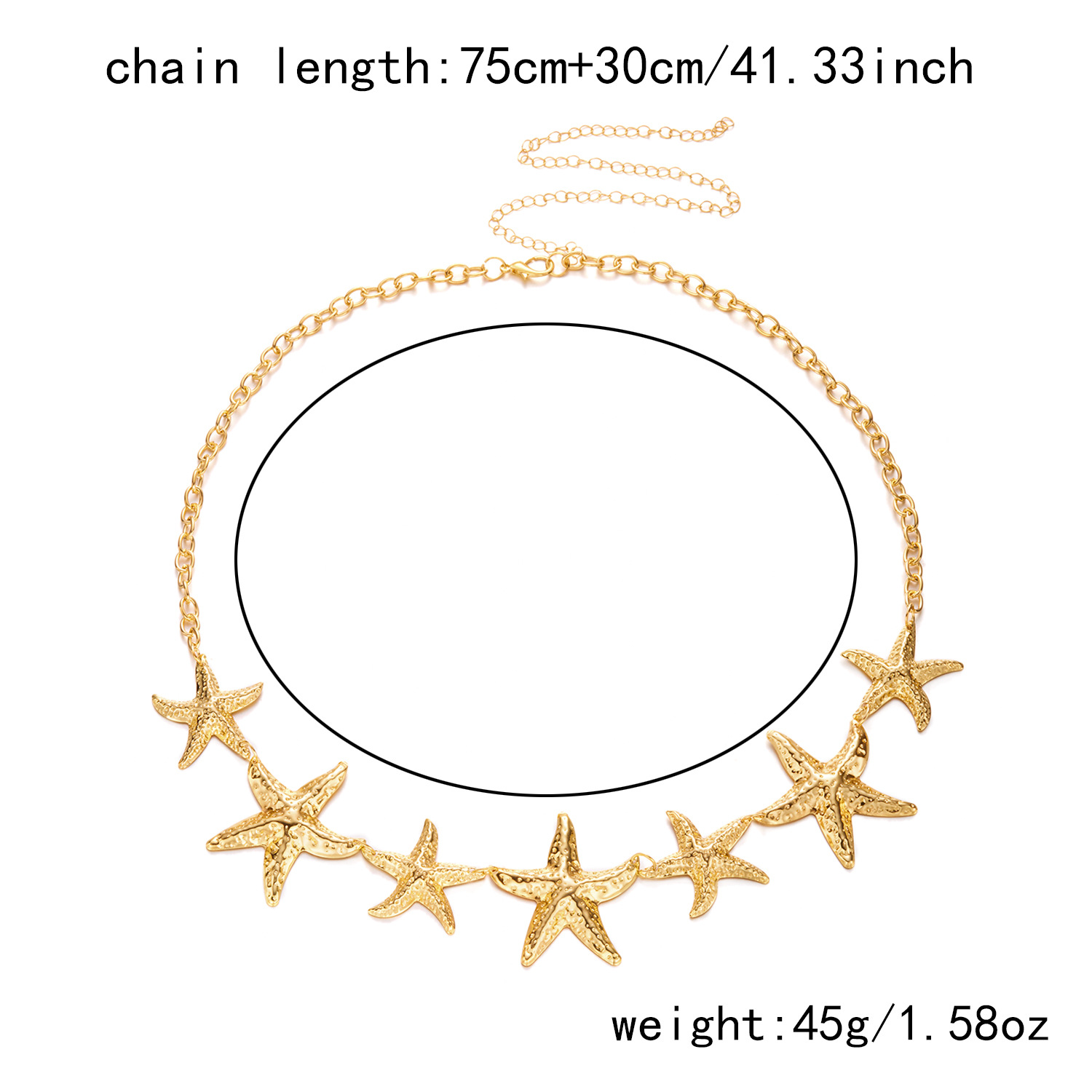 37g Weight Waist Chain Classification 1 Piece Quantity Holiday, Street Occasion Metal Material Starfish, Shell Pattern All Seasons Season Women's Gender Plating Design Simple Style, Classic Style Style Wholesale Jewelry Simple Style Classic Style Starfish Shell Metal Plating Waist Chain 30