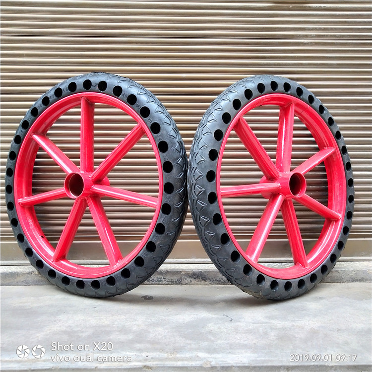 300-18寸加厚载重型手推车建筑工地斗车轮子防刺发泡橡胶实心轮胎