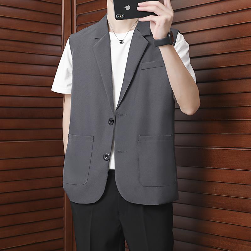 Summer Loose Casual Suit Vest Versatile Men's Korean Style Trendy Sleeveless Jacket Handsome Vest Jacket for Men Summer Loose Casual Suit Vest Versatile Men's Korean Style Trendy Sleeveless Jacket Handsome Vest Jacket for Men