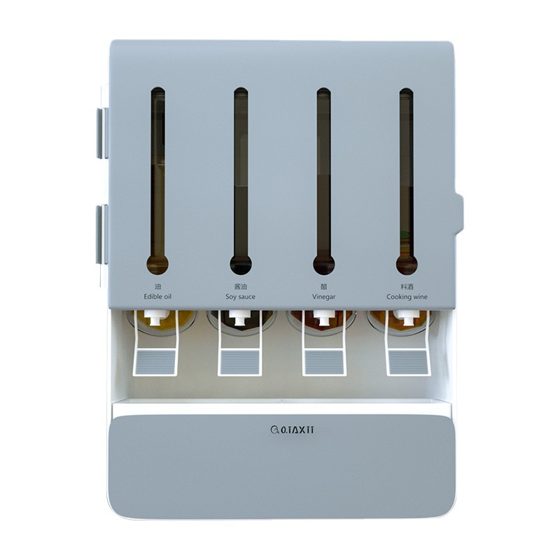 Pasta colgante de pared cocina condimento tarro con grifo prensado salsa vinagre condimento botella aceite comestible olla almacenamiento estante condimento