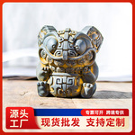 新中式创意国风仿铸铁吞金兽桌面小摆件书房手工制作精致装饰品