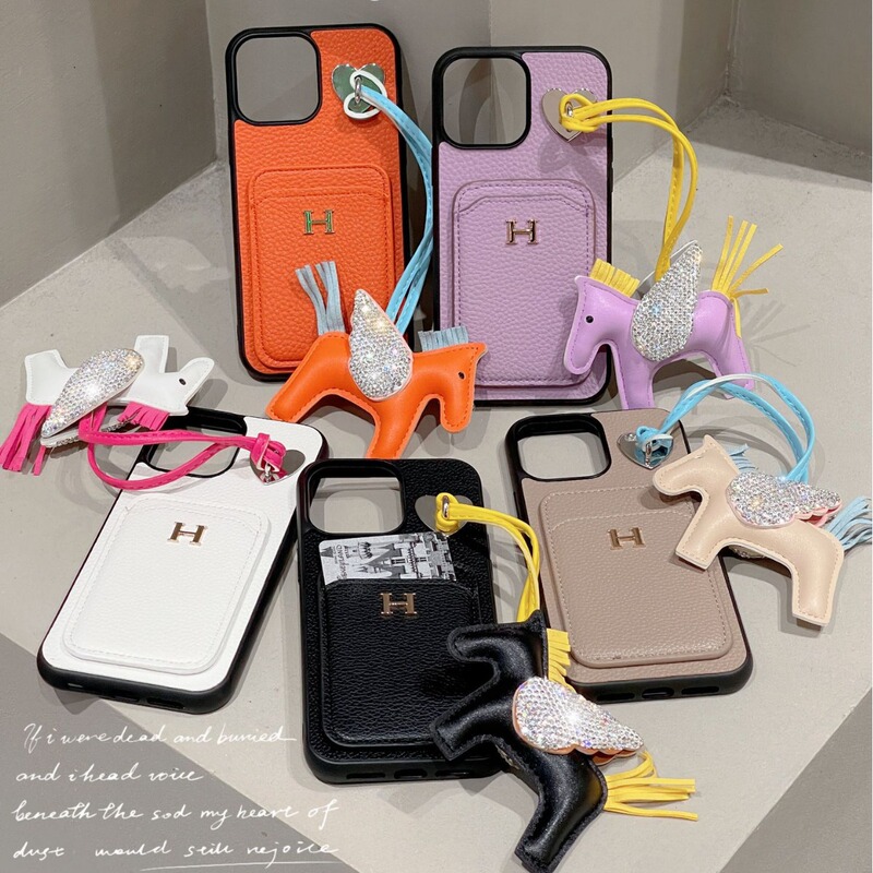 New Apple 17 Mobile Phone Case Suitable for iPhone 13 Pebbled Card Holder Lanyard Pony Mobile Phone Case Letter H Trendy New Apple 17 Mobile Phone Case Suitable for iPhone 13 Pebbled Card Holder Lanyard Pony Mobile Phone Case Letter H Trendy