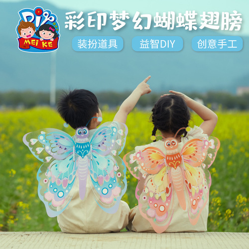 Painted transparent butterfly wings handmade diy children's art painting production decorative toys kindergarten material package