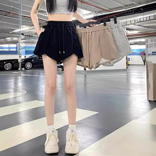 黑色运动短裤女2024新款夏款休闲宽松小个子女款夏季a字薄款裤子