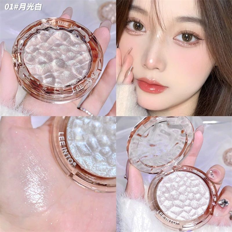 Leeinto Crystal Bright Wave Highlighting Powder, Pearlescent Fine Shimmer, Brightening and Long-Lasting, Non-Caking Powder, Youthful Glow for Girls