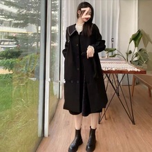 韩版秋冬2025年新款娃娃领中长款宽松显瘦百搭高档过膝风衣外套女