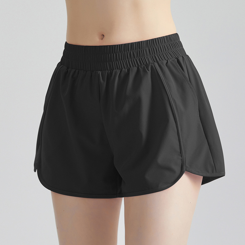 Wiman falso de dos pantalones deportivos de mujer con bolsillo suelto, rápido secado, anti-perder, pantalones cortos de ejercicio de verano