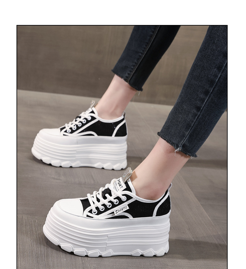 Giày sneaker nữ đế dày lưới thoáng khí phối trắng dễ mặc — Màu đen chi tiết 15